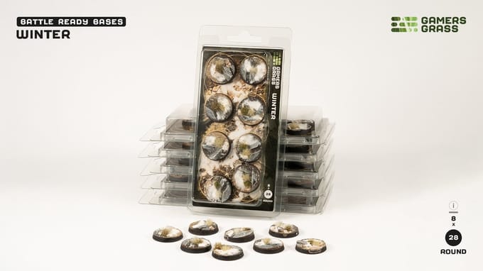 Winter Bases Pre-Painted (8x 28mm Round)