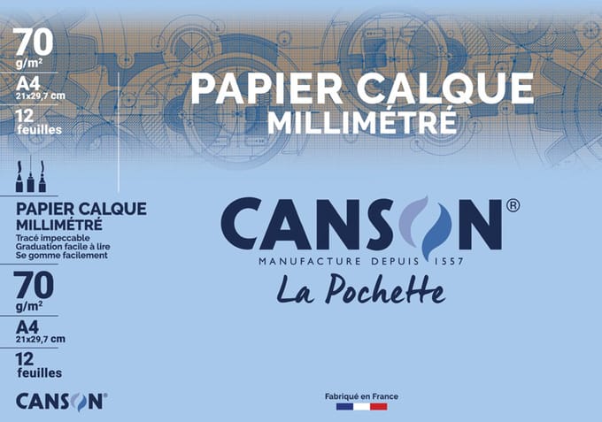 CANSON millimeterpapier, transparant, DIN A4, 70 g/m2, donkerbruin
