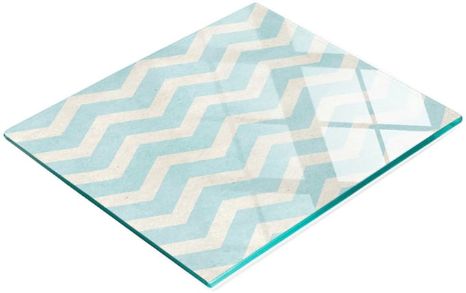Multifunctionele decoratieve snijplank van gehard glas met zigzagpatroon, 60x52 cm
