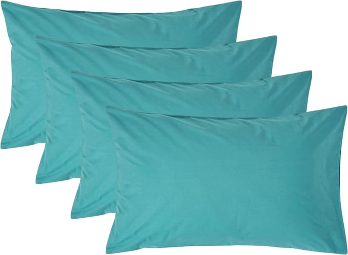 Homescapes Kussensloop 50x75 cm Set van 4 – Petrol – 100% Egyptisch Perkal Katoen – 200 TC