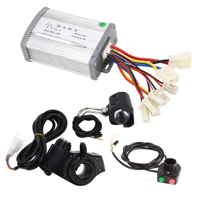 Kit de conversion pour vélo électrique 48 V 1 000 W, contrôleur brossé, poignée d'accélérateur au pouce, interrupteur de phare gray