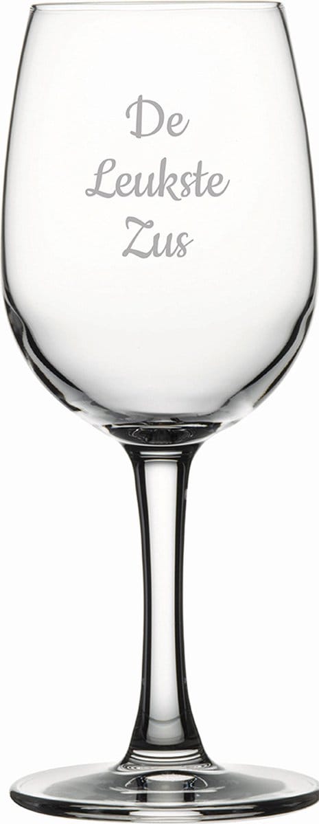 Gegraveerde witte wijnglas 26cl De Leukste Zus