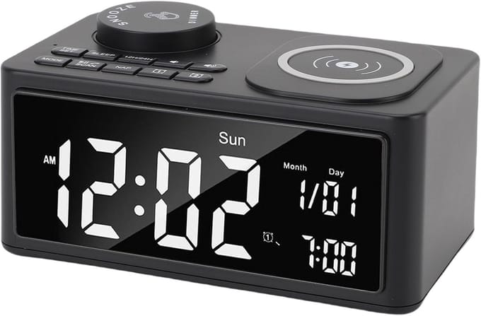 Bluetooth Speaker - Digitale Klok - Opladen Muziek - Draadloze Oplader - EU Stekker