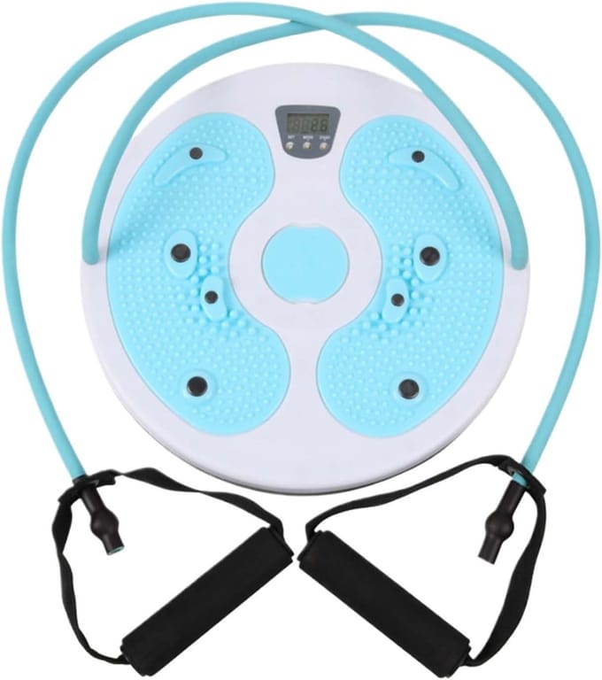 Twist Platform - Buikspierplank - Core Training - Met Digitale Teller - 28 cm Diameter - Blauw en Wit