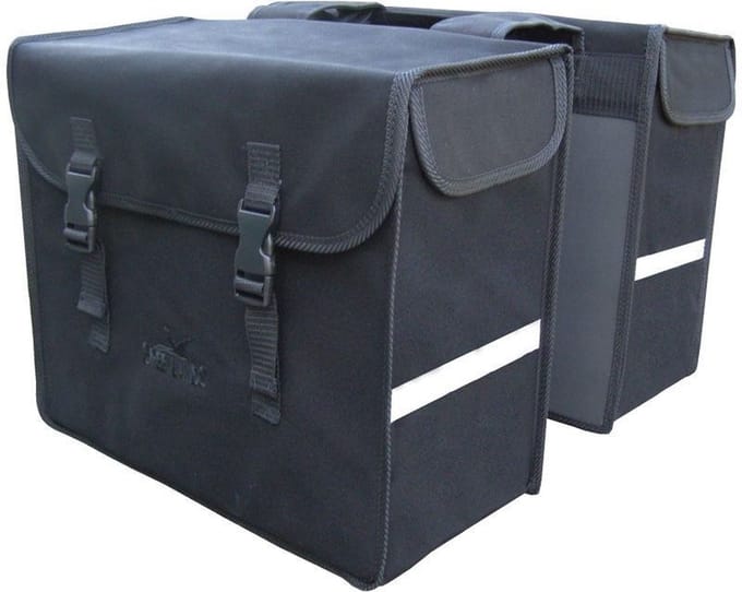 Greenlands - dubbele fietstas - canvas - achtertas - reflectie - uitsparing - 33 l - zwart