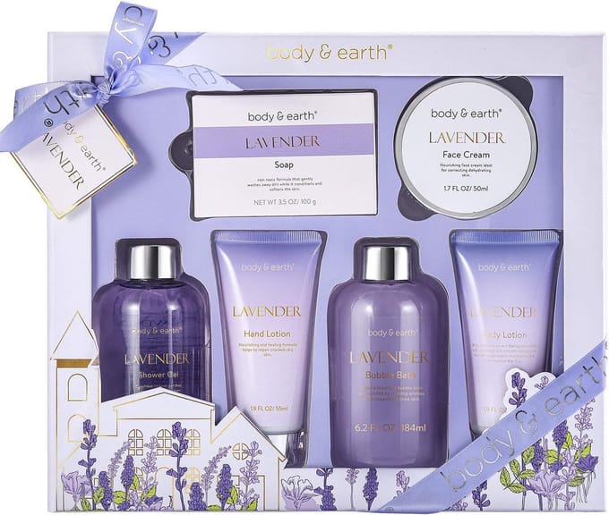 Luxe Cadeauset - Wellness Set - Ontspanning Thuis - Natuurlijke Ingrediënten - 6 Delig - Lavendel