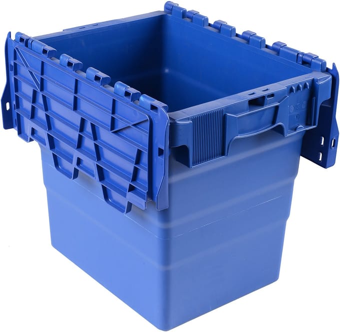 Shuttlebak set van 5 stuks - blauw - ergonomische handgrepen, stapelbaar, maat norm europallet