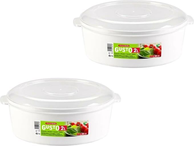 PlasticForte Magnetronschaal - 2x - 2 liter - wit/transparent - kunststof - BPA vrij