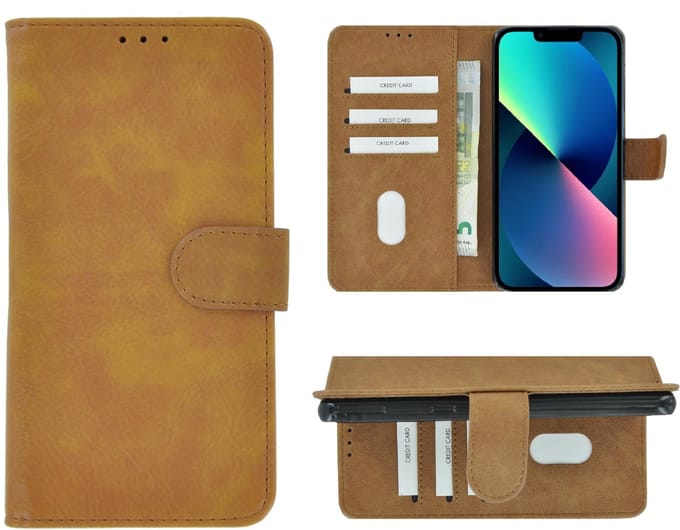 Geschikt voor iPhone 13 Mini Hoesje - iPhone 13 Mini Book Case Wallet Bruin Cover