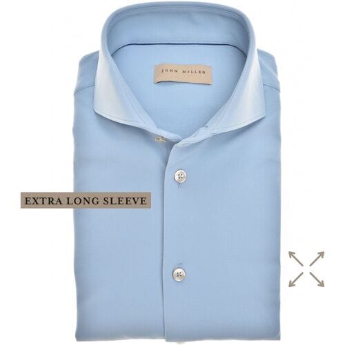 John Miller Overhemd Slim-Fit Hyperstretch Extra Long Sleeve Mouwlengte 7 Midden Blauw / male