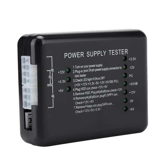 Zwarte Computer PC Voeding Tester 24Pin Compatibel PSUATXSATAHDD Met Indicatielampje black