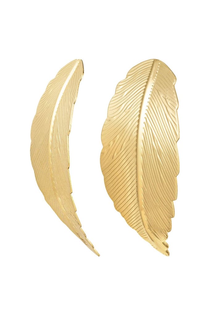 Bijoutheek Oorknoppen Blad Kromming Goud