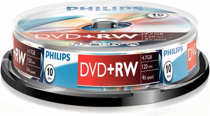 Philips DVD+RW - 4,7GB - Speed 4x - Spindle - 10 stuks - DW4S4B10F