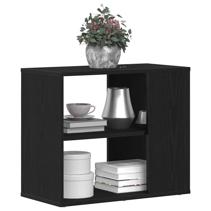 vidaXL - Dressoir - Zwart - Eiken - 60 - x - 30 - x - 50 - cm - Bewerkt - hout