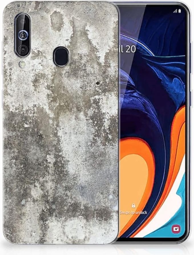 Samsung Galaxy A60 TPU Siliconen Hoesje Beton Print