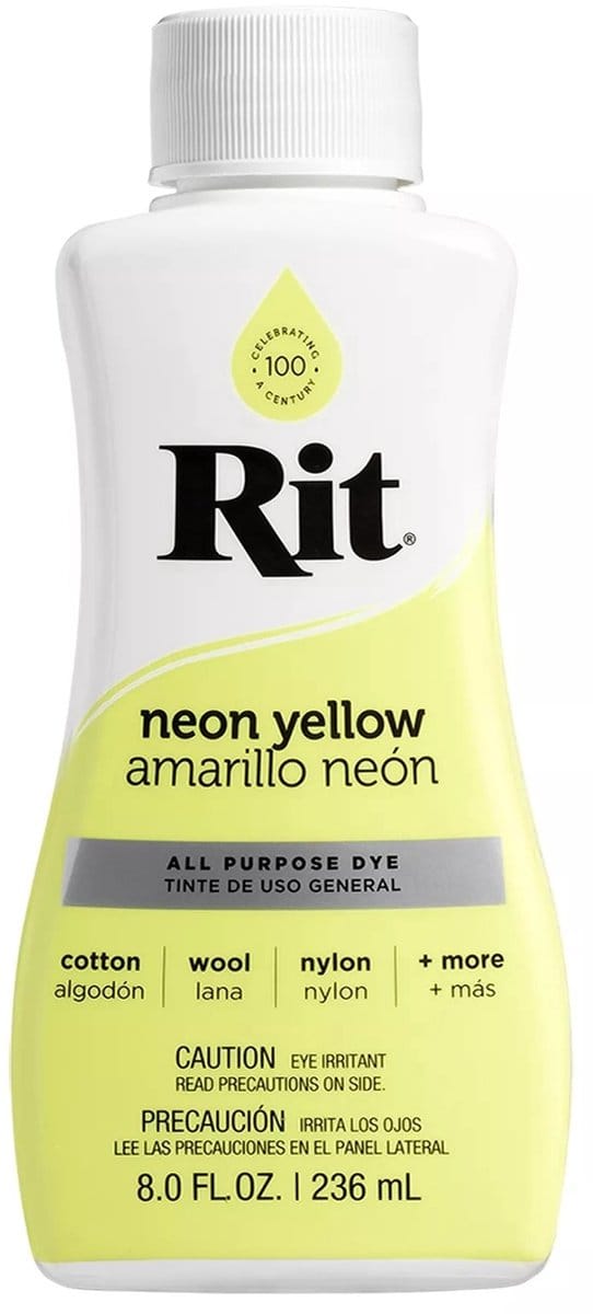 Rit textielverf neon geel - universele vloeibare kleurstof 236ml.