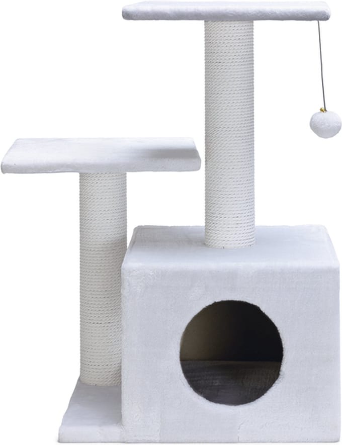 Beeztees Krabmeubel Serpa Fien - Krabpaal - Wit - 45x34x70 cm