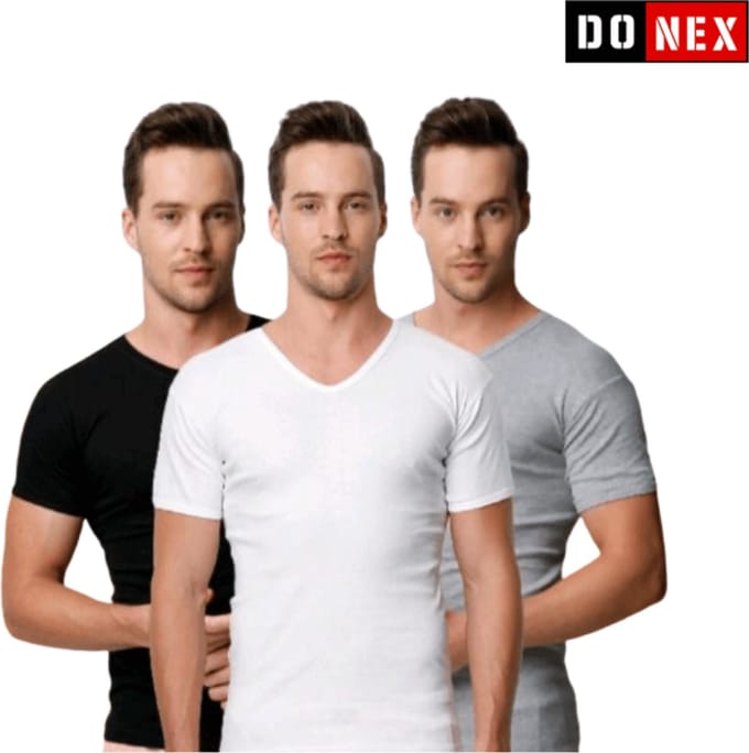 3 Pack DONEX® T-Shirt - V hals - 100% Katoen - Mix - Maat M