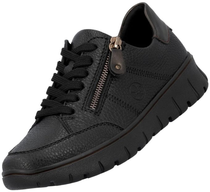 Rieker dames leren lage schoenen zwart - extra breed