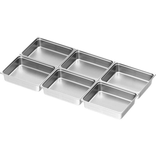 GGM Gastro (6 stuks) RVS GN-bak GN 2/1 - geperforeerd - Diepte: 150mm zilver
