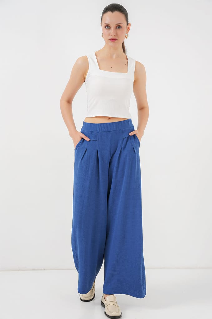 Plissee Wijd Been Crepe Broek