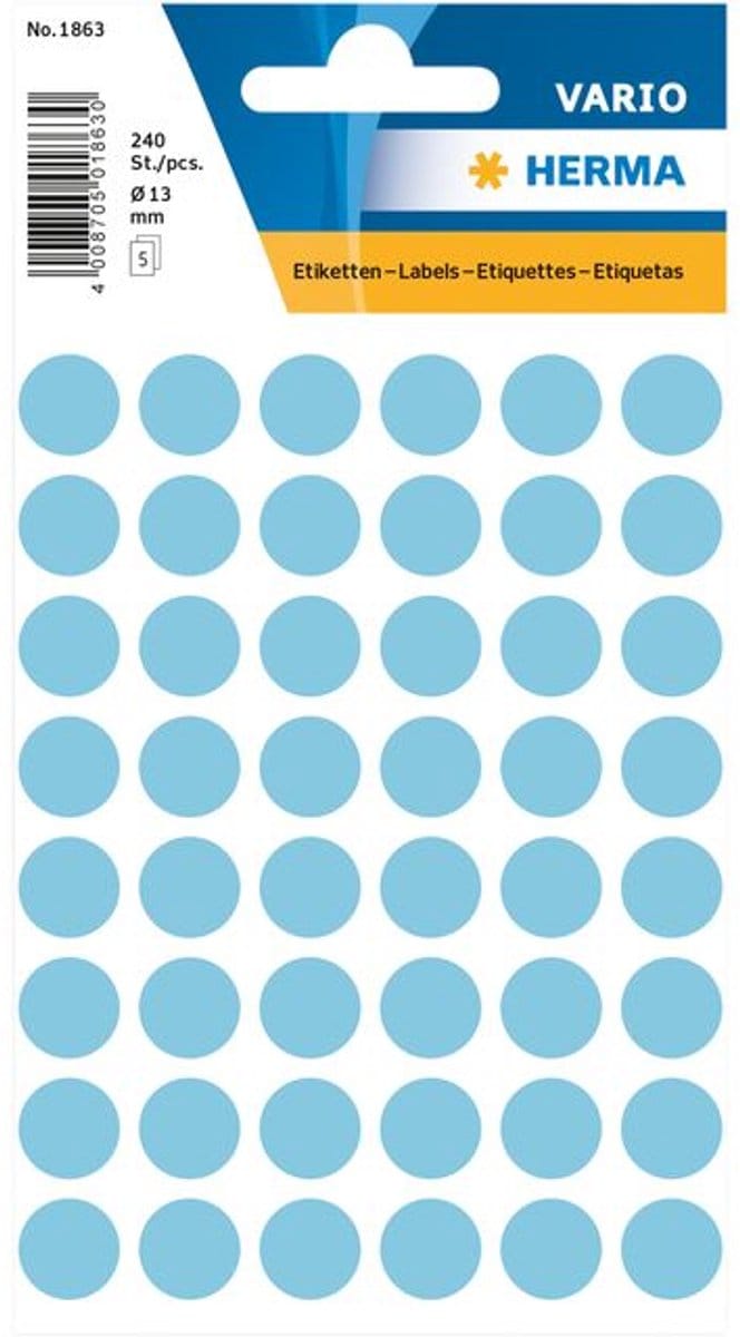 Etiket herma 1863 rond 12mm blauw 240st | 10 stuks