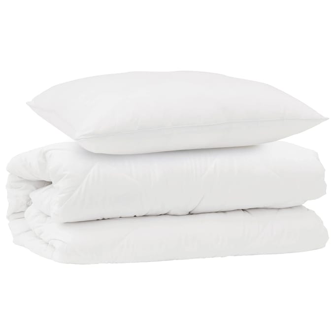 vidaXL - Deken - Set - met - kussen - 2 - st - Wit - Microvezel