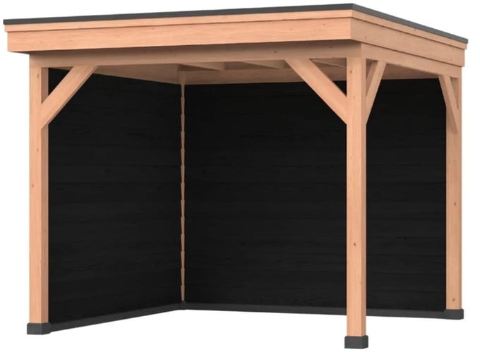 Douglas overkapping, 300 x 300, Met achterwand, Westwood Comfort Basic zwart
