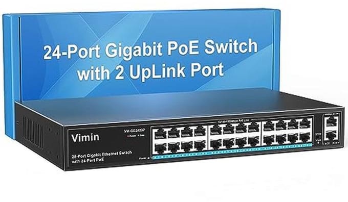 24-poorts Gigabit PoE-switch met 2 PoE-poorten en 320 W vermogen