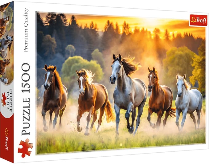 Trefl puzzel 1500 stukjes wilde paarden FSC karton duurzaam speelgoed.