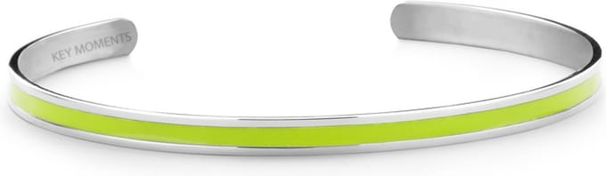 Key Moments 8KM-B00531 Stalen Open Bangle - One-size (60 x 50 x 4 mm) - Zilverkleurig / Groen