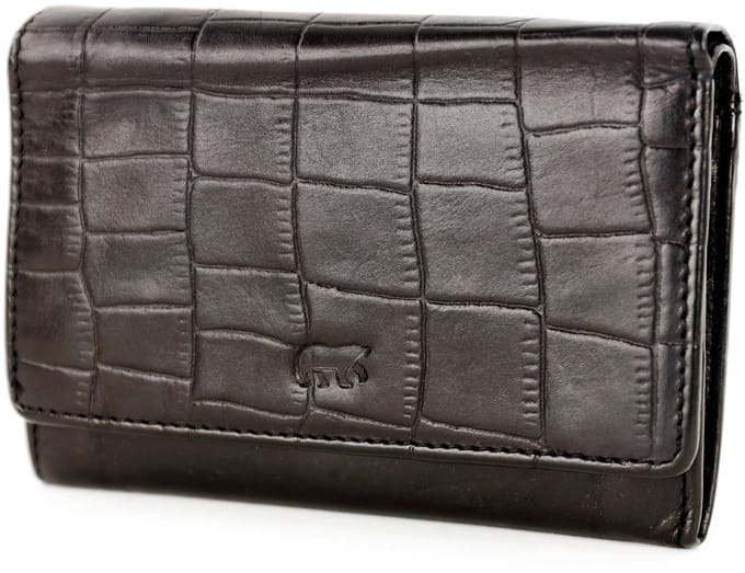 Bear Design Overslagportemonnee Croco - Zwart