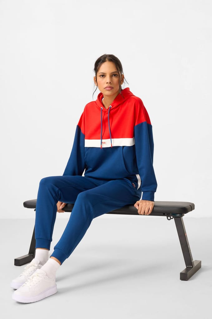 Kleurgeblokte Hoodie en Broek Set