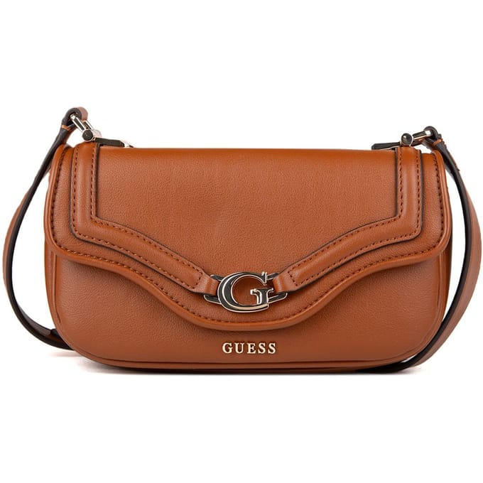GUESS schoudertas Dea Crossbody Flap Bag Cognac bruine