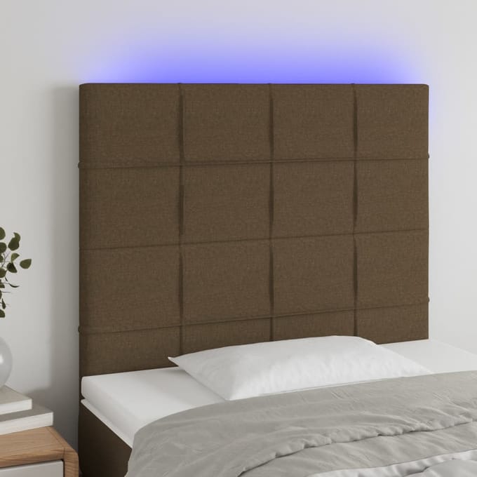 vidaXL - Hoofdbord - LED - 90x5x118/128 - cm - stof - donkerbruin