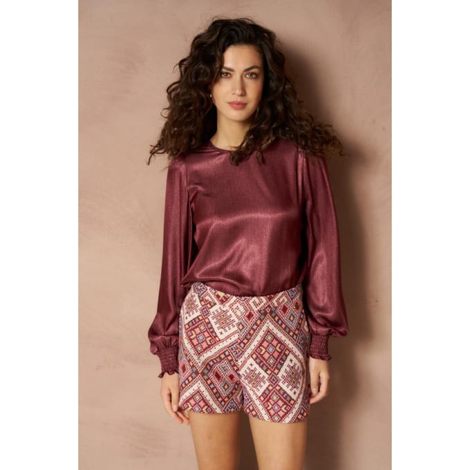 Lofty Manner Top Top Isli Smock Sleeve Ri08 1 Brick Red Dames Maat - XS