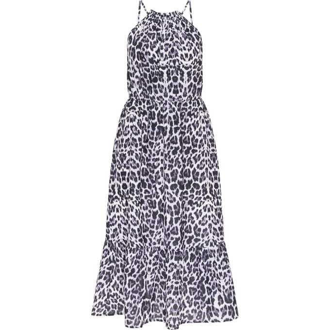 Faina midi-jurk Dames Zwart Wit Leo