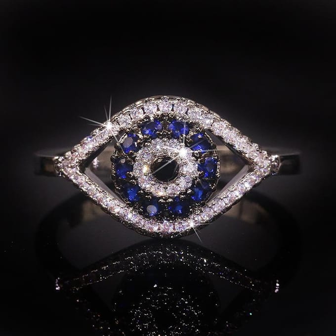 Oog van de Duivel Inlegring Dames Modieuze Dames Diamanten Ring Hand Decoratie No. 10 black