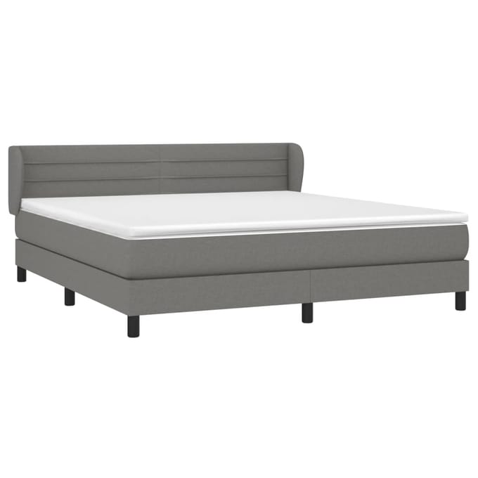 vidaXL - Boxspring - met - matras - stof - donkergrijs - 180x200 - cm