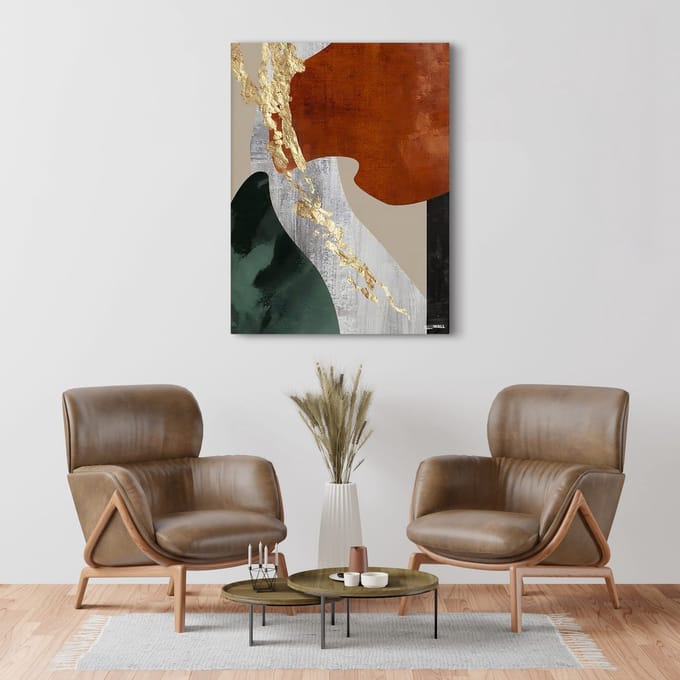 Luxe Canvas Schilderij Abstract Orange & Black | 40x60 | Woonkamer | Slaapkamer | Kantoor | Muziek | Design | Art | Modern | ** 4CM DIK! 3D EFFECT**