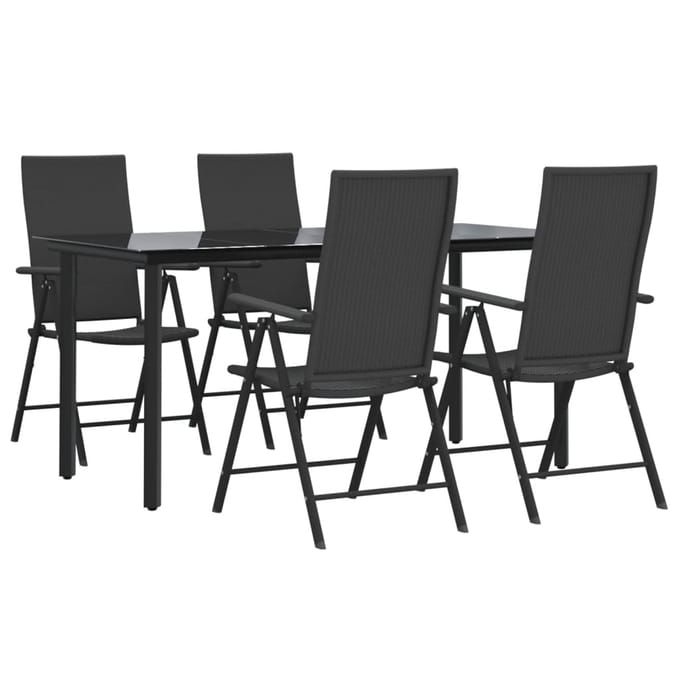 vidaXL - 5-delige - Tuinset - poly - rattan - zwart