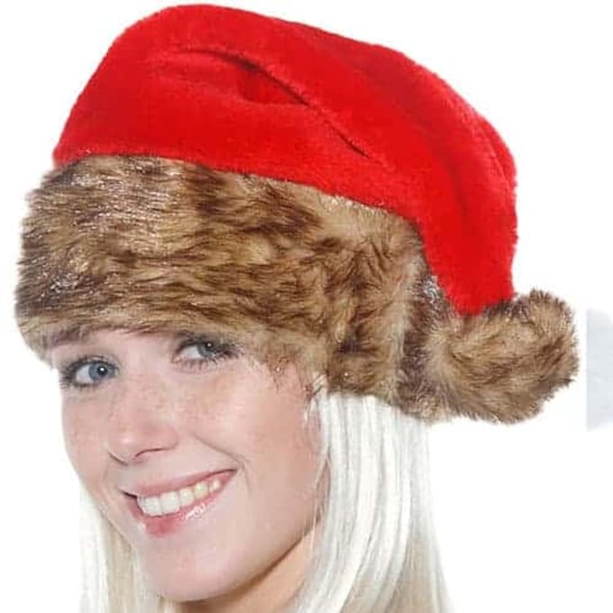 Folat - Kerstmuts met bruin bont