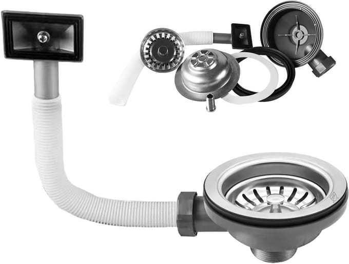 RVS Afvoerfilter met Overloop voor Keukens, 114mm Rinse Strainer, Duurzaam en Efficiënt Afvoersysteem