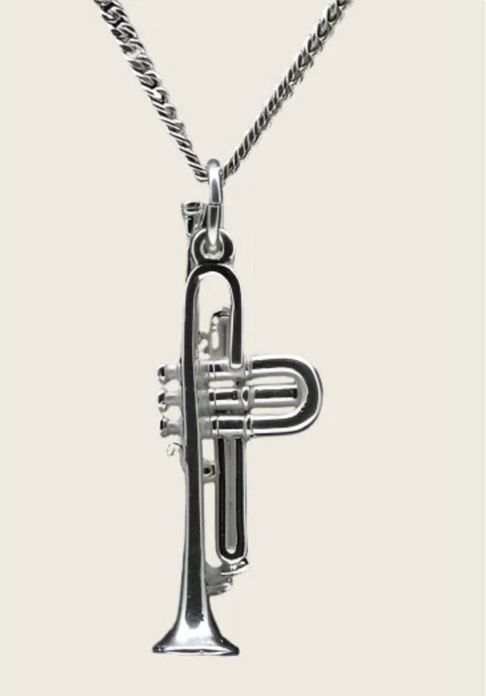 Zilveren Trompet sopraan ketting hanger