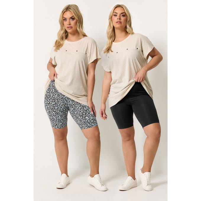 Yours 2Pack Zwarte Fietsbroek Met Kleine Bloemenprint Size 44