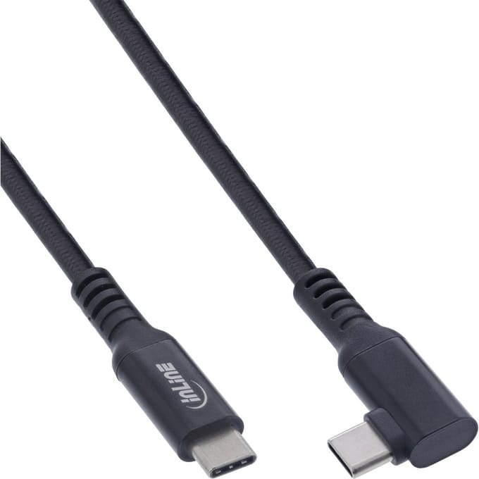 InLine® USB 3.2 Gen.1-kabel, USB-C-male/male schuin voor VR, zwart, 5m