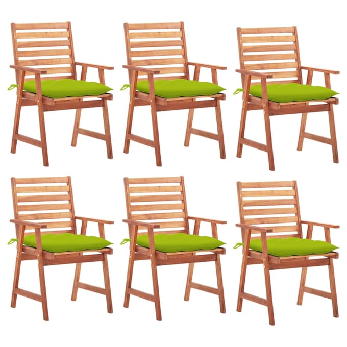 vidaXL - Tuinstoelen - 6 - st - met - kussens - massief - acaciahout