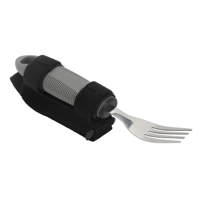 Fourchette Adaptative Ustensiles Manchette Main Aides à Manger Acier Inoxydable Fourchette pour Handicapés pour Alzheimer AVC black