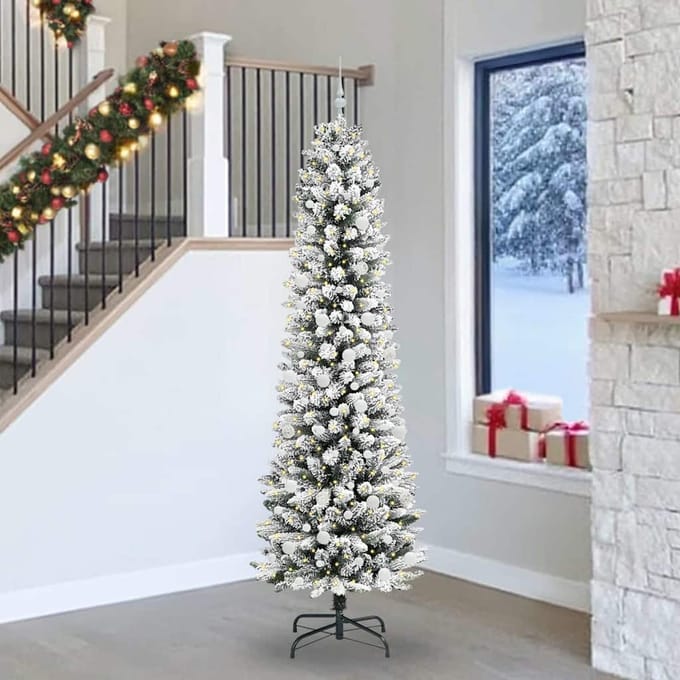 vidaXL - Kunstkerstboom - Wit - 240 - cm - PVC - en - Metaal - en - Plastic