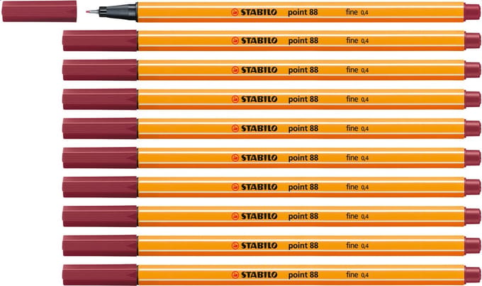 STABILO point 88 - Premium Fineliner - Fine 0,4 mm – Violet Paars – Doos 10 stuks